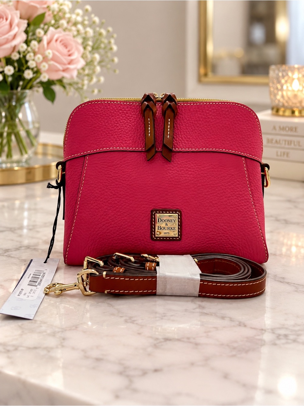 NWT, Dooney & Bourke Hot Pink Pebbled Leather Cameron Crossbody